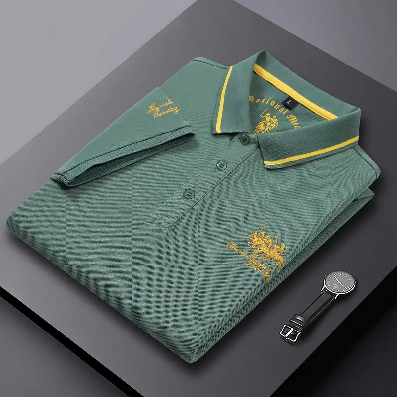 Summer Mens Short Sleeve Embroidered Polo Shirts Breathable Lightweight Shirt Luxury Top Casual Lapel T-shirt Men T Shirt Homme