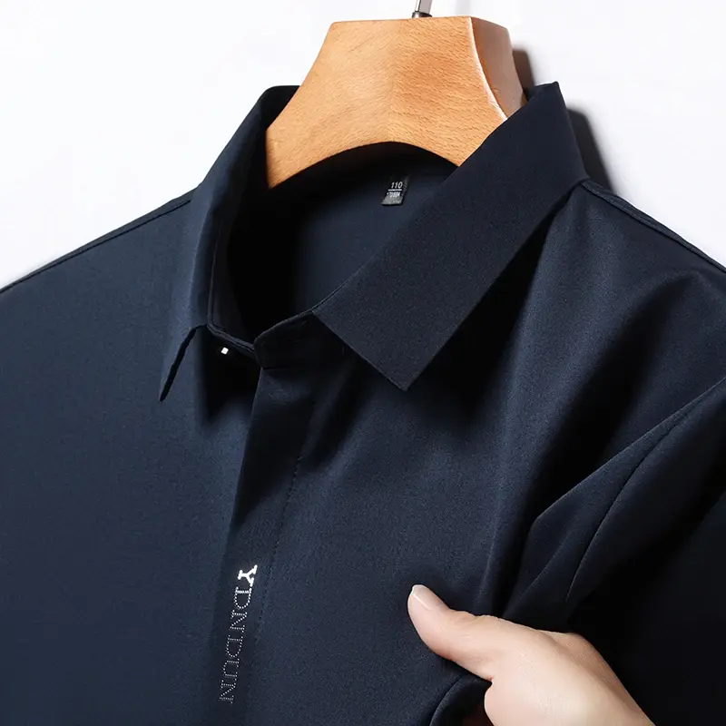 New Men's Business Casual Short Sleeved Solid Color Shirt Wrinkle Resistant Wrinkle Free Comfortable All Season Versatile Top