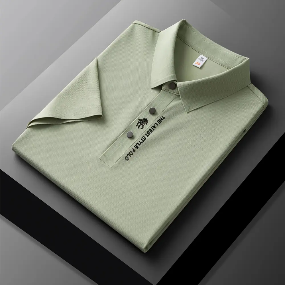 High end brand printed polo shirt men's short sleeve summer fashion business casual seamless ice silk breathable golf T-shirt