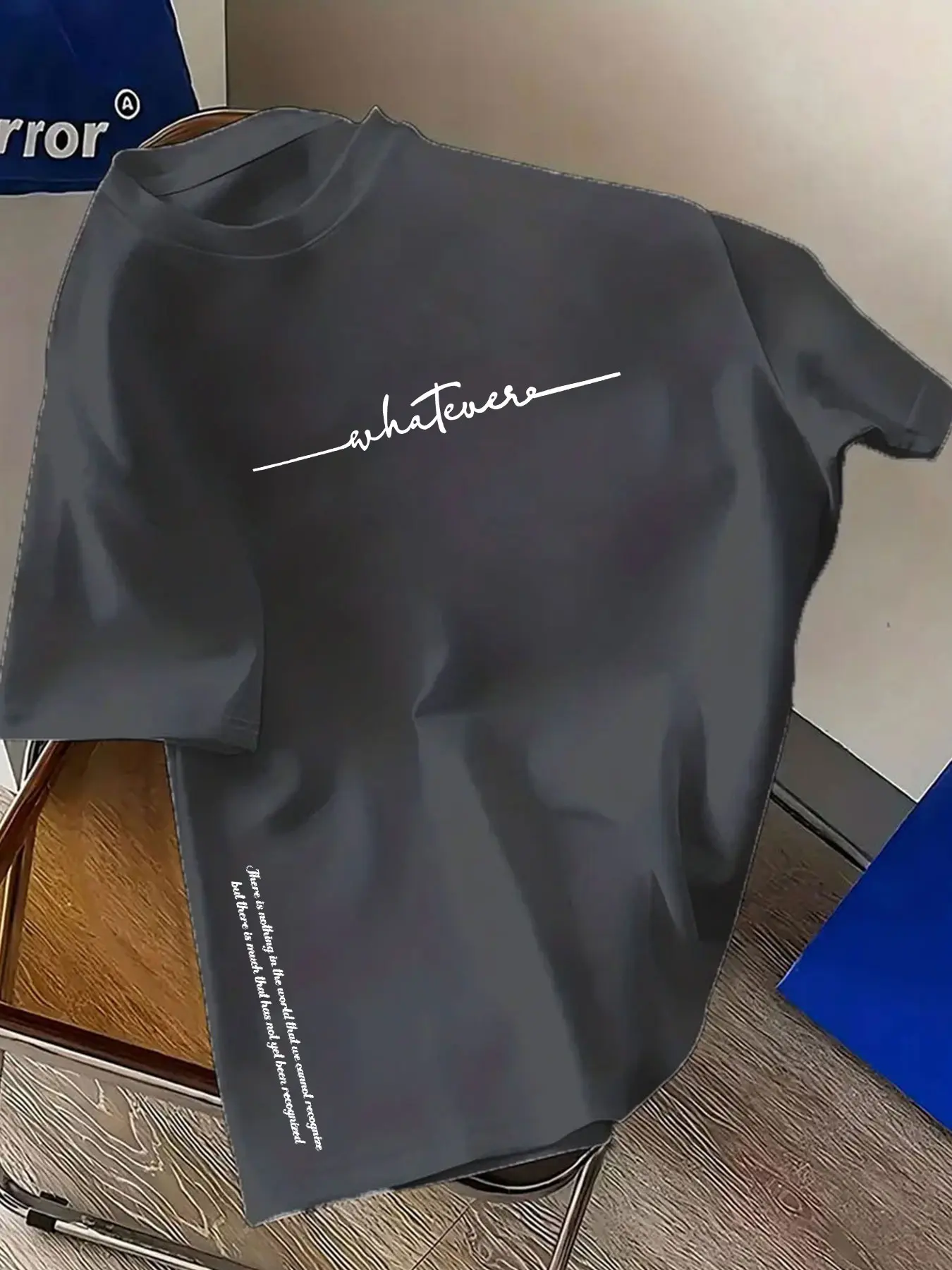 Men's summer 100 cotton fashionable casual sports loose plus size simple letter printed round neck short sleeved T-shirt top