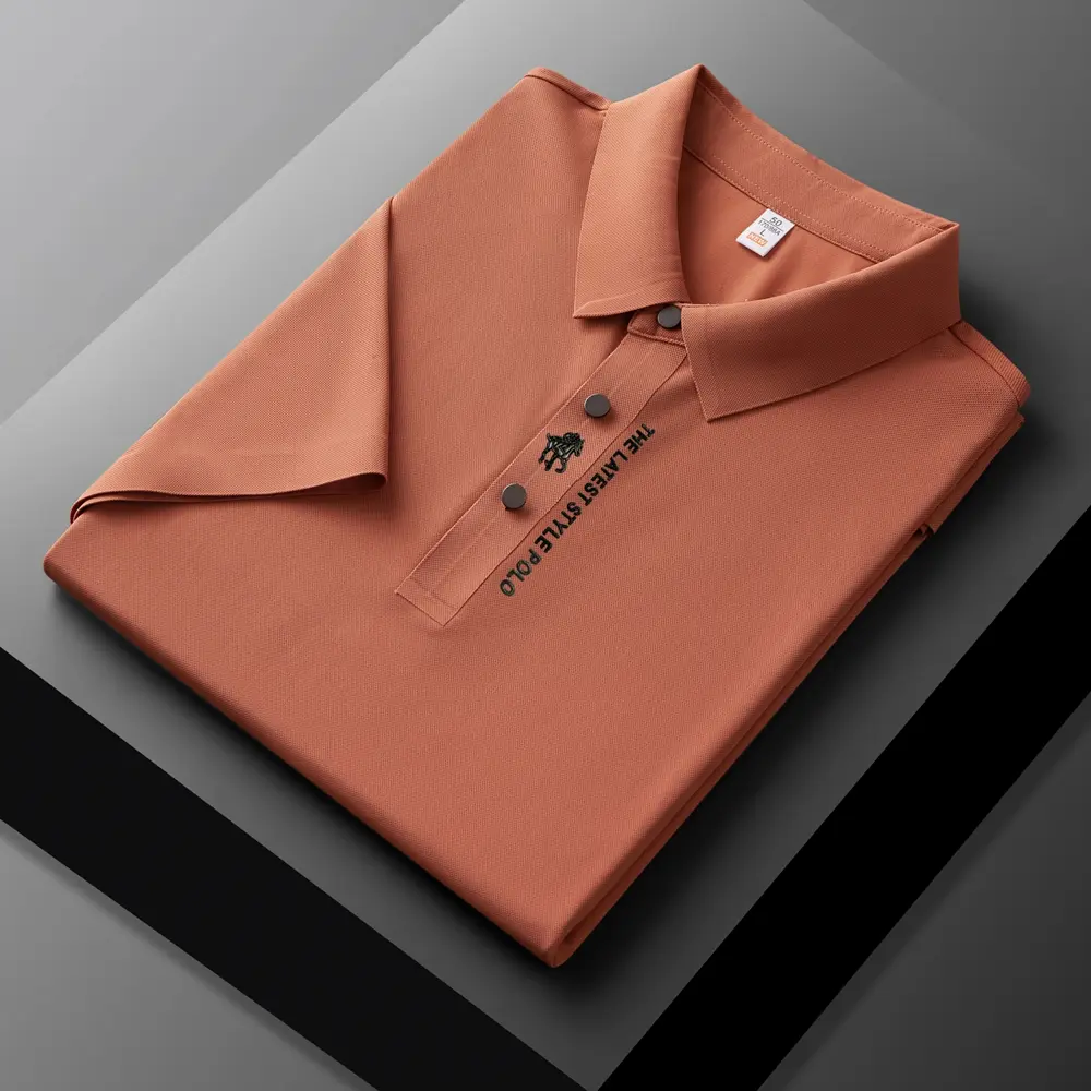 High end brand printed polo shirt men's short sleeve summer fashion business casual seamless ice silk breathable golf T-shirt