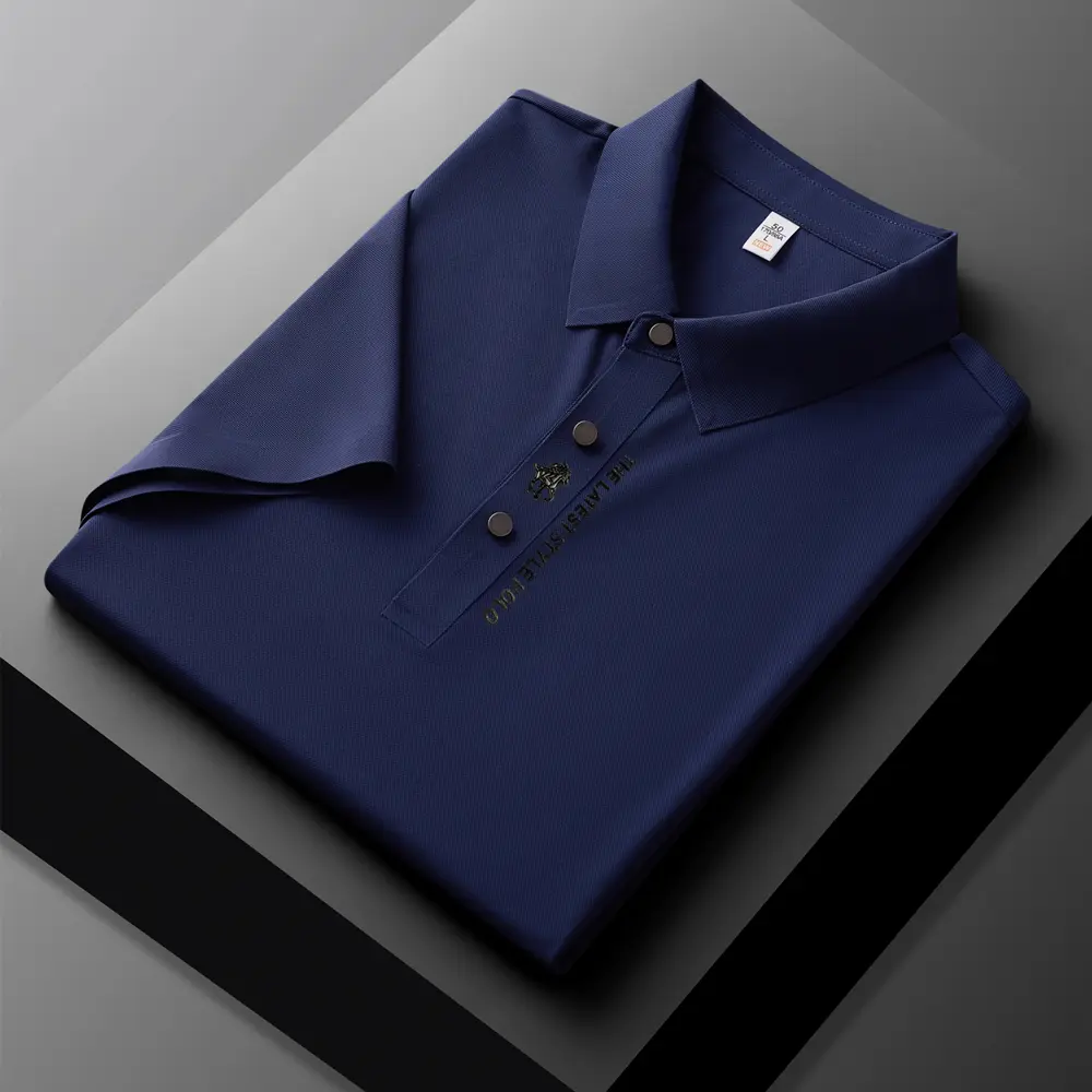 High end brand printed polo shirt men's short sleeve summer fashion business casual seamless ice silk breathable golf T-shirt
