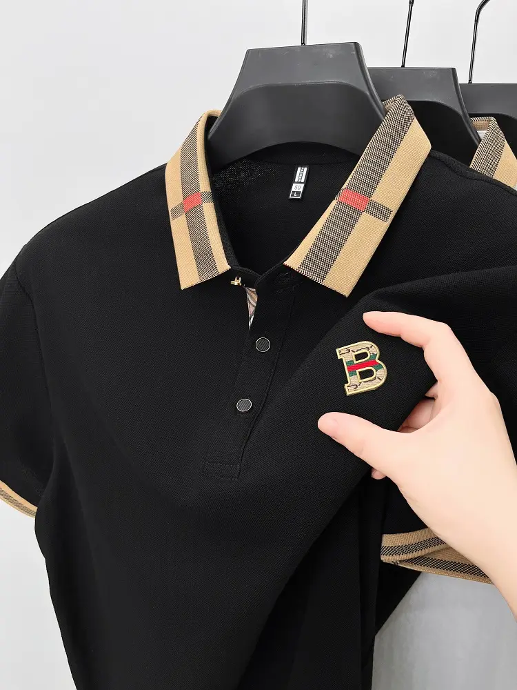Luxury brand logo short sleeve polo shirt men summer new high-end silk cotton breathable Paul T-shirt fashion casual men's wear