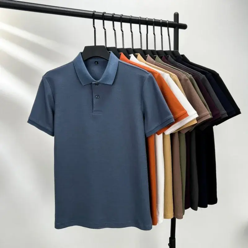 Men's 100% Cotton Polo Shirt - Summer Casual Breathable Tee,19 Colors,Ideal for Golf and Sports,Business Casual,Silk-Like Finish