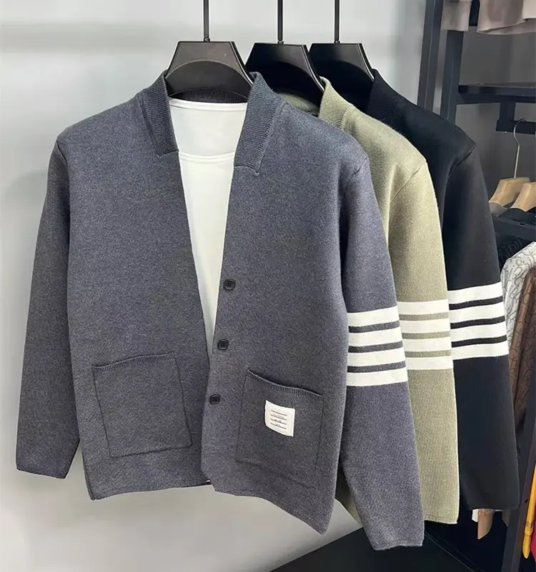 High quality fashion brand knitted cardigan men's sweater shawl autumn new casual simple Korean version solid color sweater coat