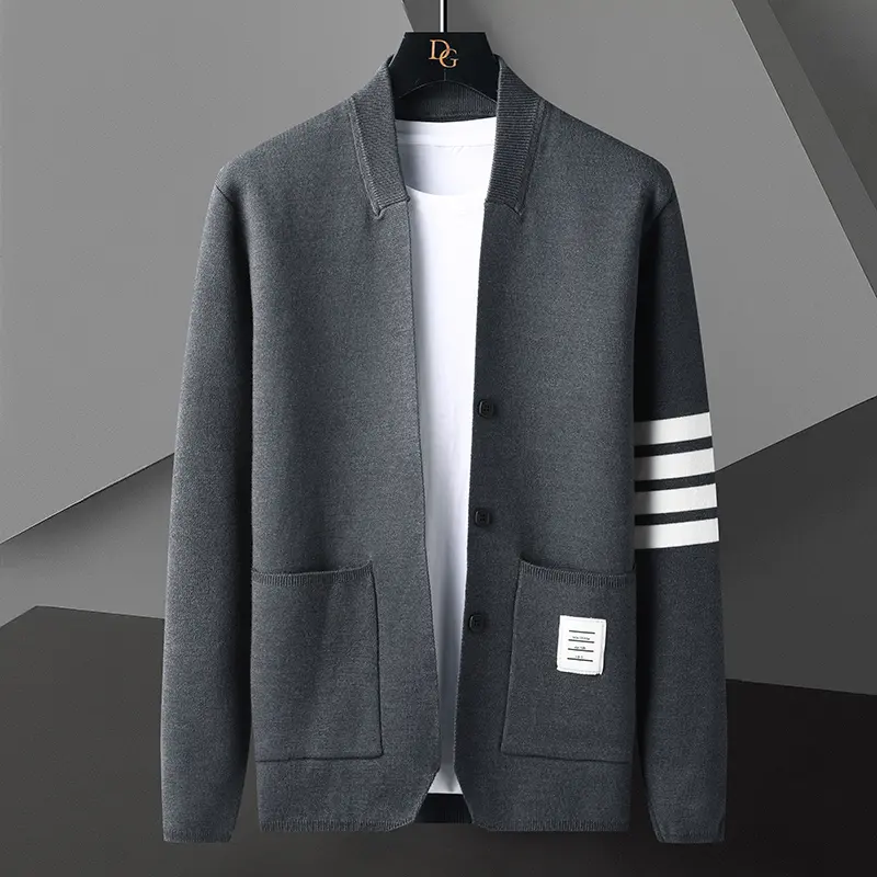 High quality fashion brand knitted cardigan men's sweater shawl autumn new casual simple Korean version solid color sweater coat