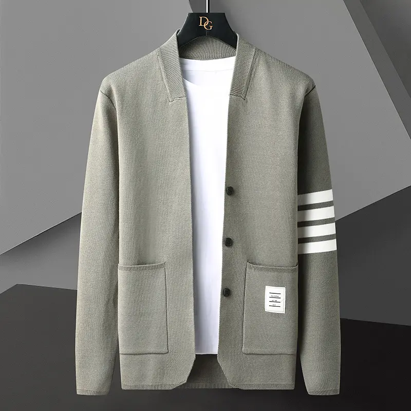 High quality fashion brand knitted cardigan men's sweater shawl autumn new casual simple Korean version solid color sweater coat