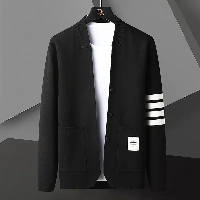 High quality fashion brand knitted cardigan men's sweater shawl autumn new casual simple Korean version solid color sweater coat