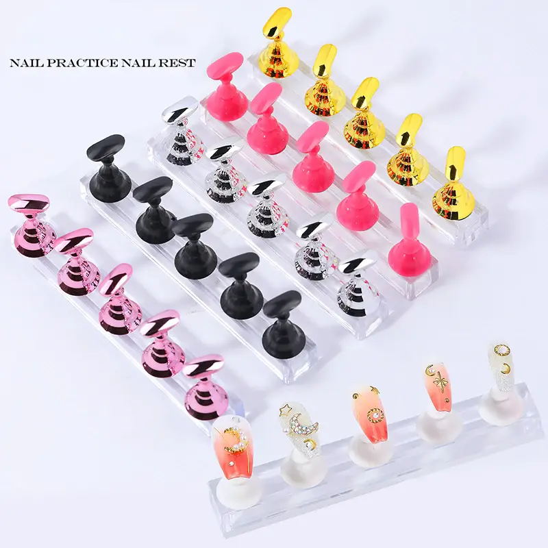 Magnetic Nail Holder Set False Nail Tip Practice Stand Crystal Base Holder Acrylic Showing Shelves Nail Art Display For SalonDIY