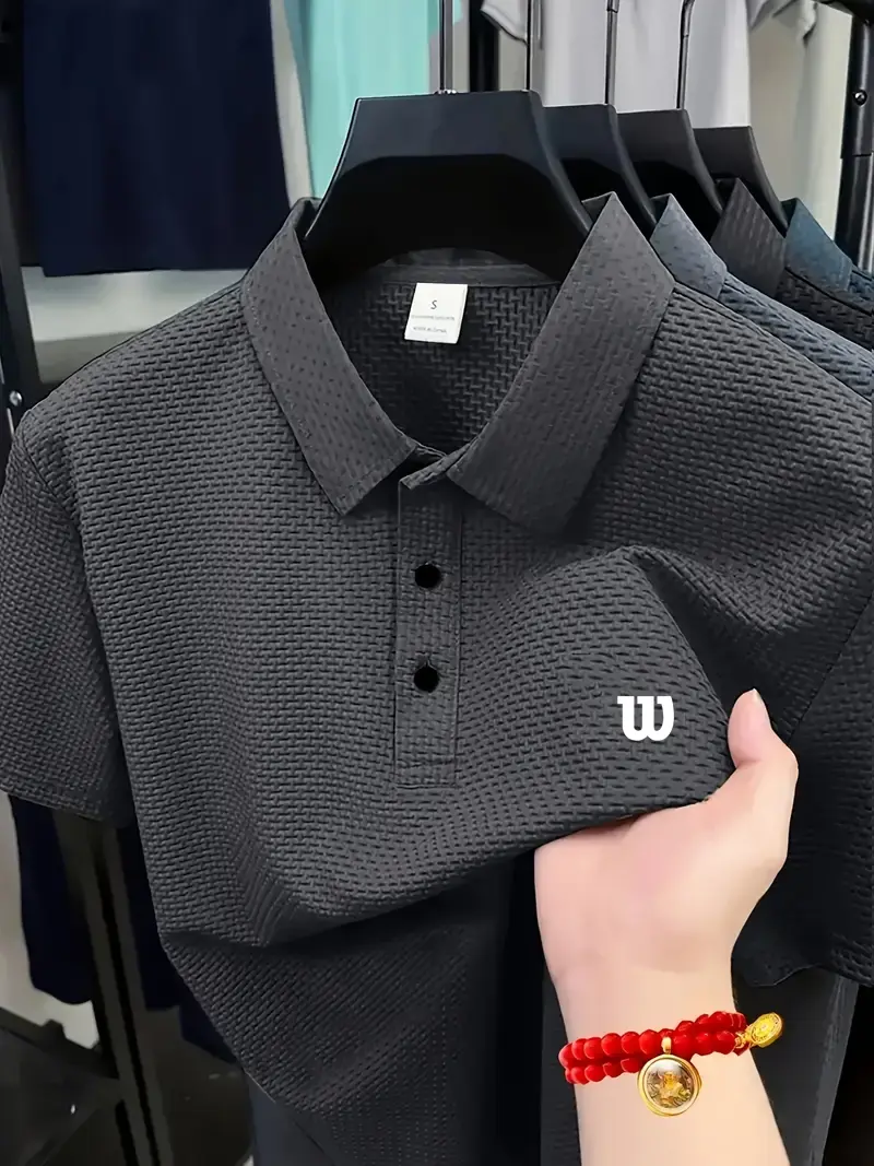 2025 new men's top, men's ice silk Polo, is cool, breathable and made of comfortable fabric