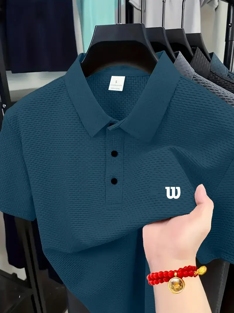 2025 new men's top, men's ice silk Polo, is cool, breathable and made of comfortable fabric