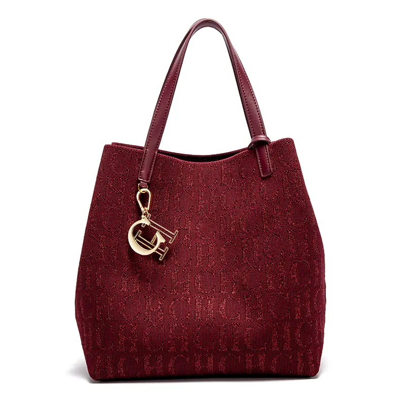 CH Ladies Tote Bag Large Capacity Ladies Shoulder Bag Simple Daily Commuter Bag Ladies Crossbod Solid Colour Letter Print Design