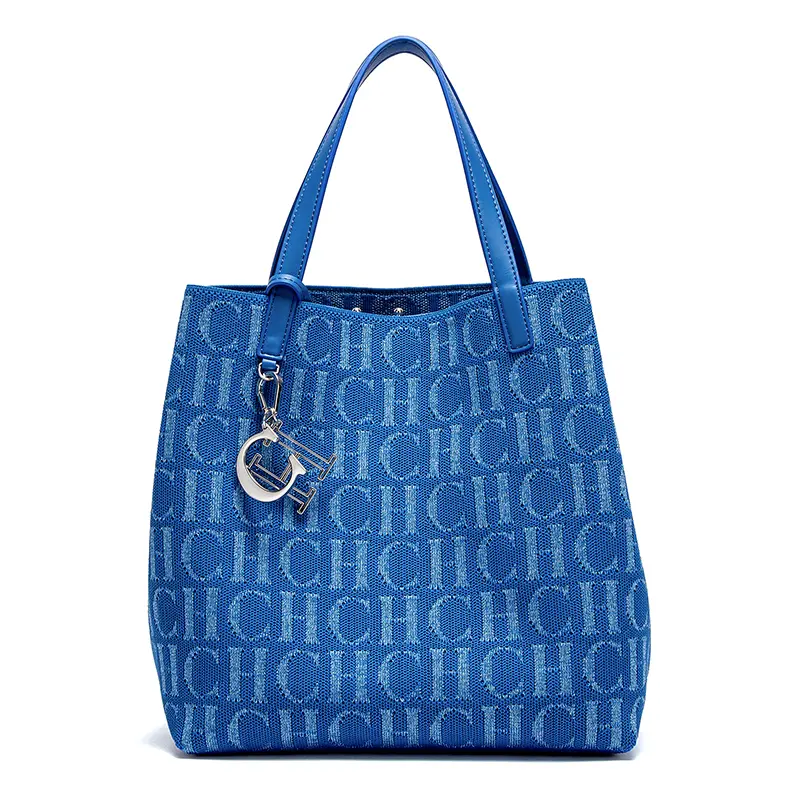 CH Ladies Tote Bag Large Capacity Ladies Shoulder Bag Simple Daily Commuter Bag Ladies Crossbod Solid Colour Letter Print Design