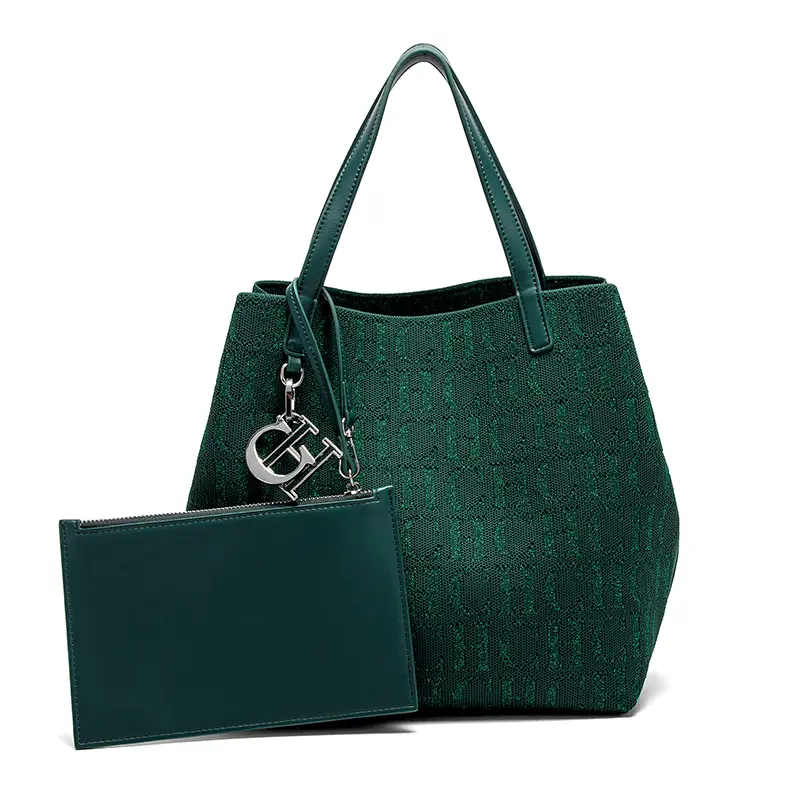 CH Ladies Tote Bag Large Capacity Ladies Shoulder Bag Simple Daily Commuter Bag Ladies Crossbod Solid Colour Letter Print Design