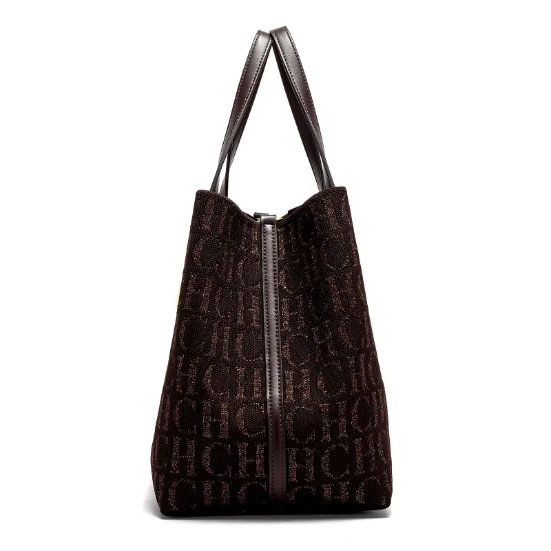 CH Ladies Tote Bag Large Capacity Ladies Shoulder Bag Simple Daily Commuter Bag Ladies Crossbod Solid Colour Letter Print Design