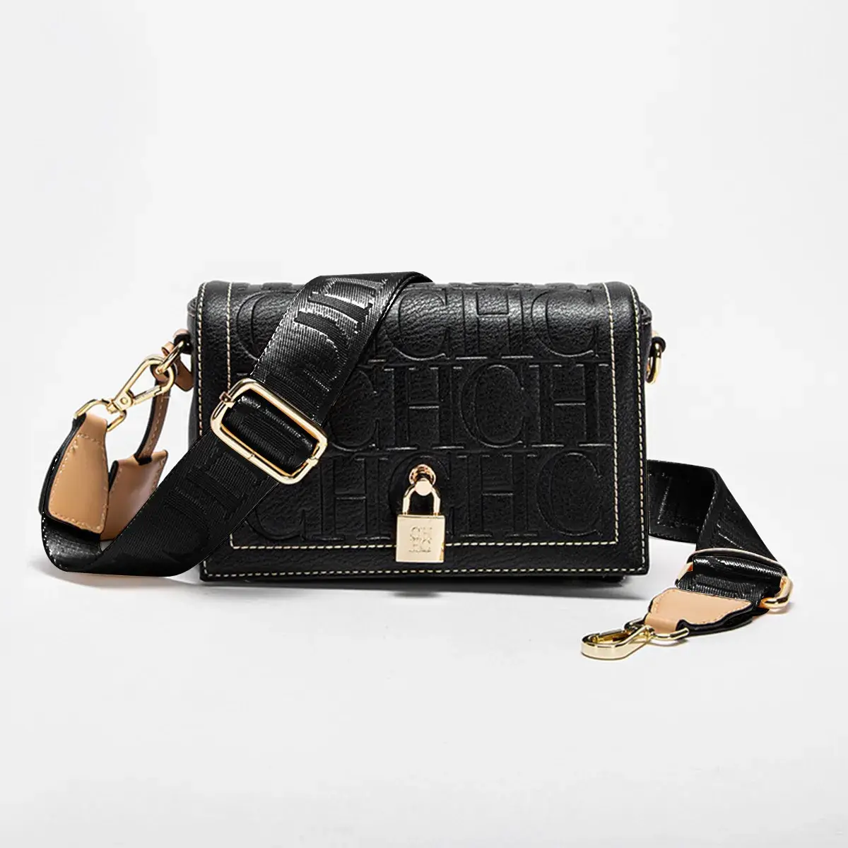 CH Fashion Solid Colour Printed Head Bag Design Women's Shoulder Bag Luxury Brand Model Metal Accessories Buckle Monogram Print