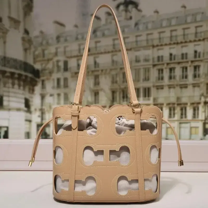 CH Women's Shoulder Bag High-end Brand Fashionable Hollow Design Women's Handbag Large Capacity Simple Solid Color