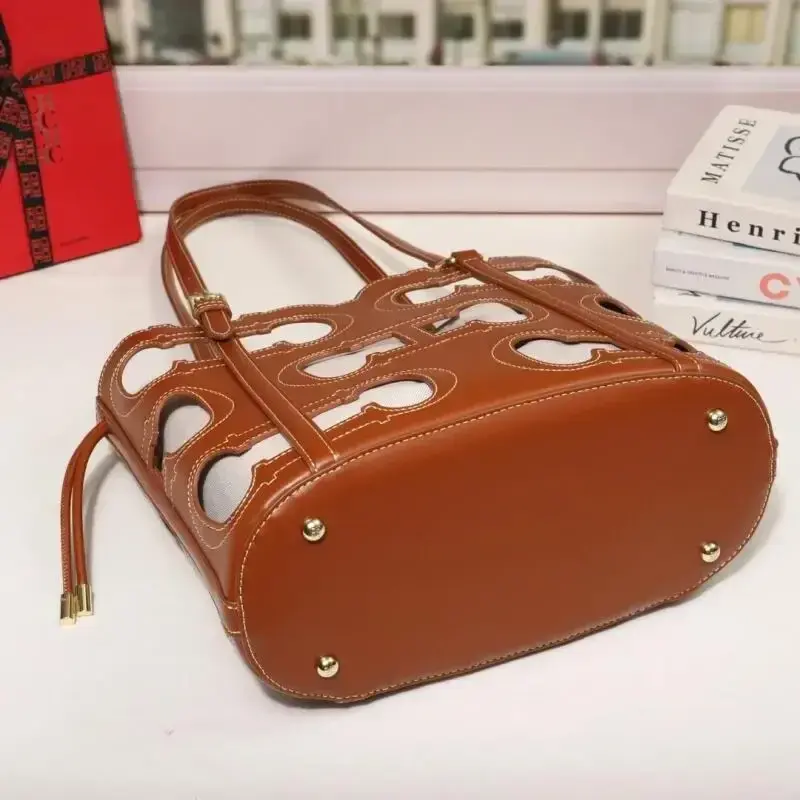 CH Women's Shoulder Bag High-end Brand Fashionable Hollow Design Women's Handbag Large Capacity Simple Solid Color