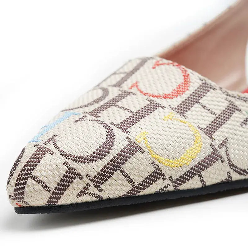 CH Women's Shoes Half Height Design Fashion Party Women's Shoes Light Luxury Fashion Styling Multi-Letter Printing Luxury Design