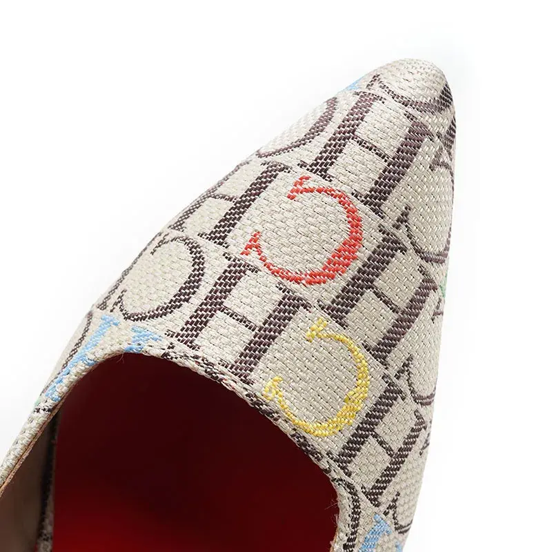 CH Women's Shoes Half Height Design Fashion Party Women's Shoes Light Luxury Fashion Styling Multi-Letter Printing Luxury Design