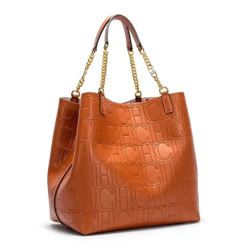 CH Superior Sense of Solid Colour Simple Style Ladies Large Capacity Tote Bag Daily Commuting Fashion Style Ladies Versatile