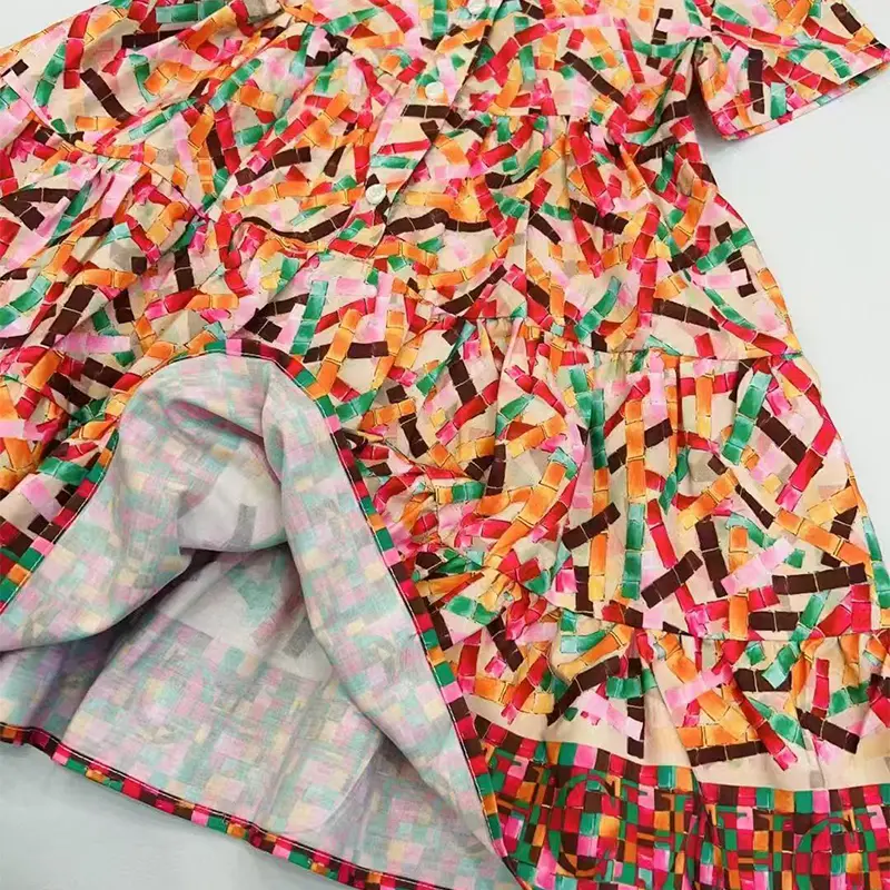 CH Casual Floral Multicolor Designer Cotton Material Children's Dress 2025 New Color-Blocked High Quality Girl Gift Outing Skirt