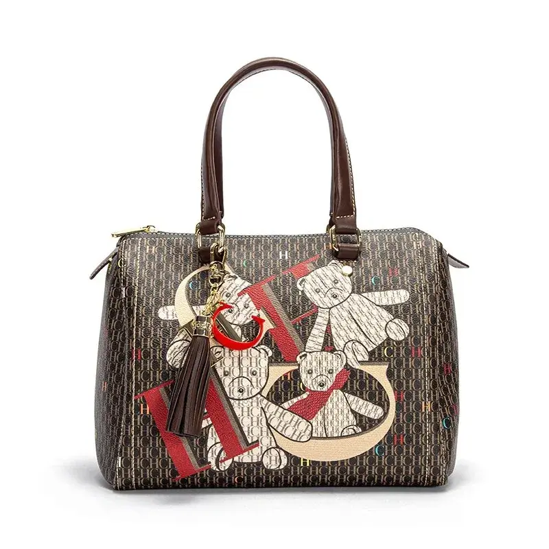 CH Women's Handbags Fashion Luxury Design 2024 Spring New Colorful Printed Monogram Women's Commuter Crossbody Bag Bronze
