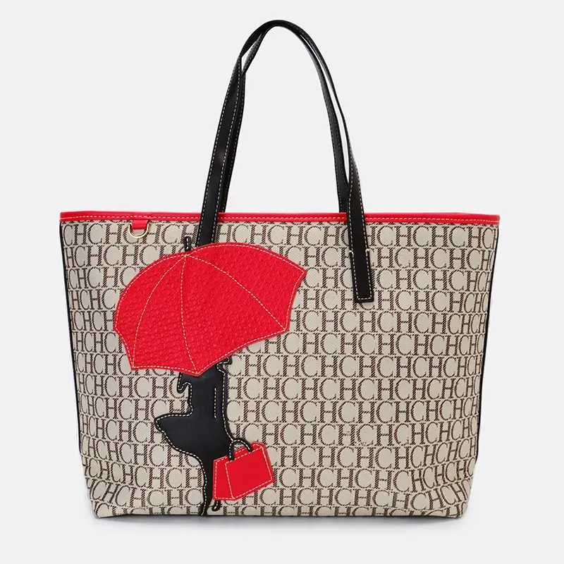 CH Letter Zipper Brand Fashion Elegant Large Capacity Ladies Shoulder Bag Knitting Pattern Design High Quality Ladies Handbag