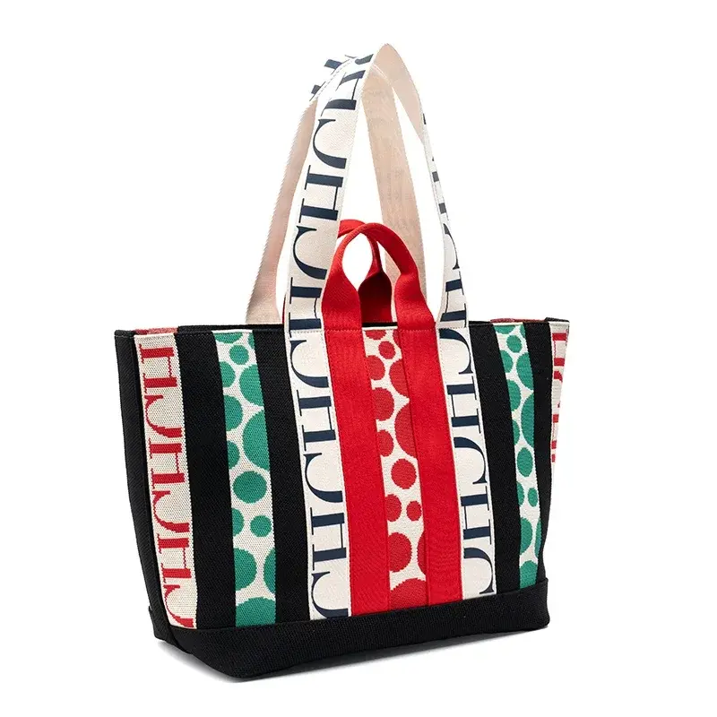 CH Casual Trend Shoulder Bag Simple Commuter Large Capacity Ladies Shopping Handbag New Stripe Splicing Design Crossbody Bags