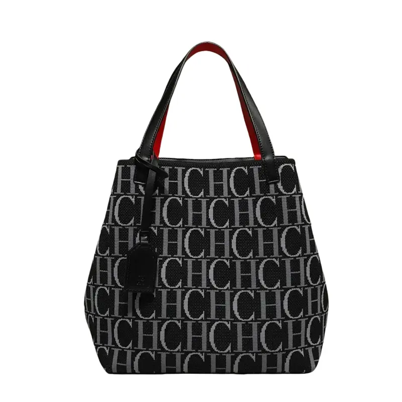 CH Daily Commuter Versatile Tote Bag Superior Fashion Ladies Shoulder Bag Pure Colour Letter Printing Design Ladies Bucket Bag