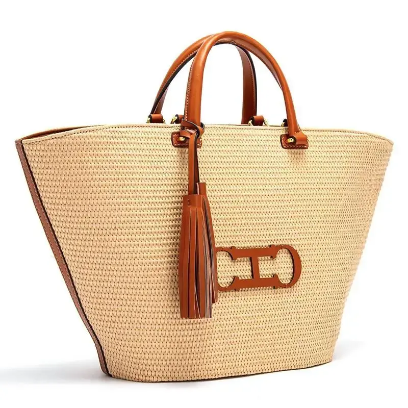CH Women's Travel Tote Beach Bag Large Capacity Luxury Brand Designer Women's Tote Handbag New Handmade Temperament Bucket Bag