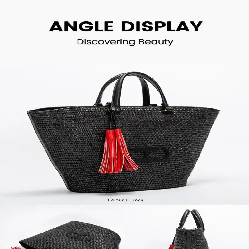 CH Women's Travel Tote Beach Bag Large Capacity Luxury Brand Designer Women's Tote Handbag New Handmade Temperament Bucket Bag