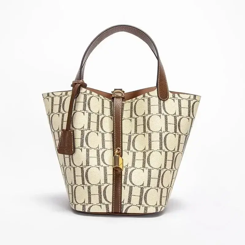 CH Large Capacity Commuter Travel Crossbody Bag Luxury Brand Women's Shoulder Bag PVC Jacquard Texture Fashion Women's Tote Bag