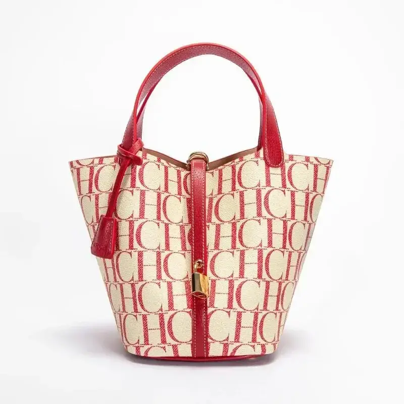 CH Large Capacity Commuter Travel Crossbody Bag Luxury Brand Women's Shoulder Bag PVC Jacquard Texture Fashion Women's Tote Bag