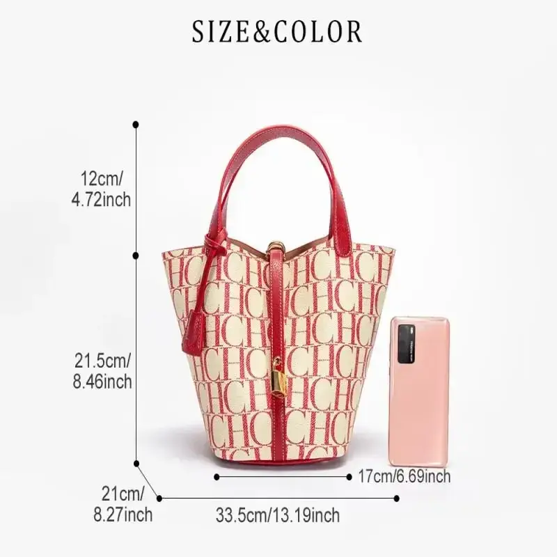 CH Large Capacity Commuter Travel Crossbody Bag Luxury Brand Women's Shoulder Bag PVC Jacquard Texture Fashion Women's Tote Bag