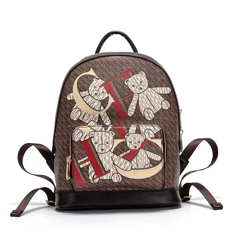 CH Large Capacity Design with Bear Cartoon Letter Simple Women's Backpack New Women's Backpack Luxury Women's Bags Fashion