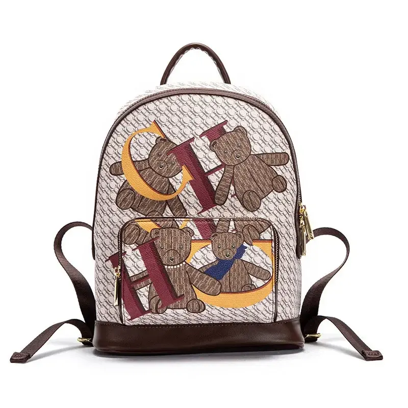 CH Large Capacity Design with Bear Cartoon Letter Simple Women's Backpack New Women's Backpack Luxury Women's Bags Fashion