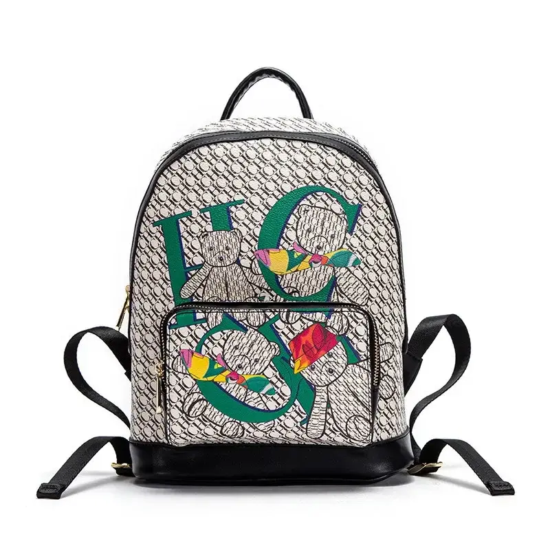 CH Large Capacity Design with Bear Cartoon Letter Simple Women's Backpack New Women's Backpack Luxury Women's Bags Fashion