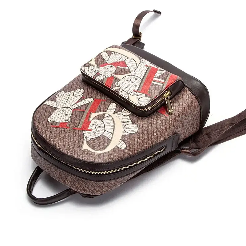 CH Large Capacity Design with Bear Cartoon Letter Simple Women's Backpack New Women's Backpack Luxury Women's Bags Fashion