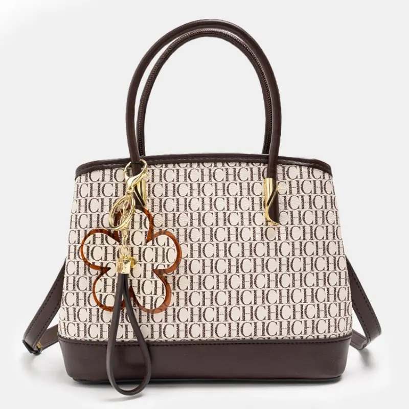 CH Brand Letter Printed Handbag with Flower Pendant Design Unique Elegant Popular Crossbody High Quality Women's Light Luxury