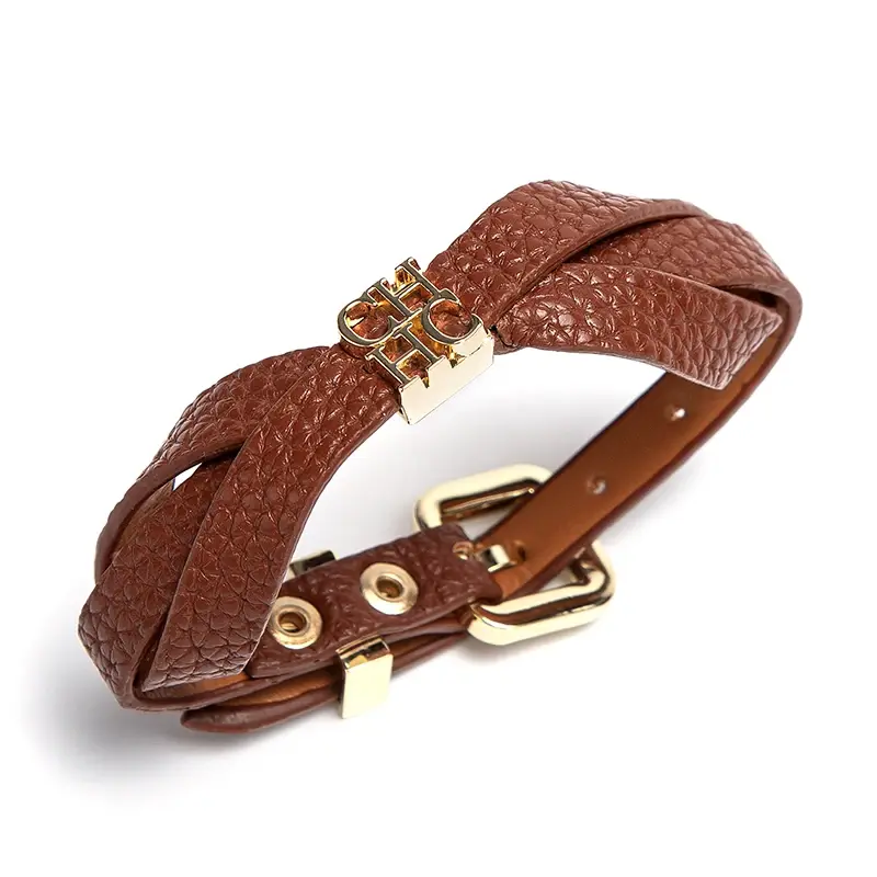CH Retro Classic Leather Women's Bracelet 2025 New Solid Colour Letters Stainless Steel Business Hand Jewellery Niche Designs
