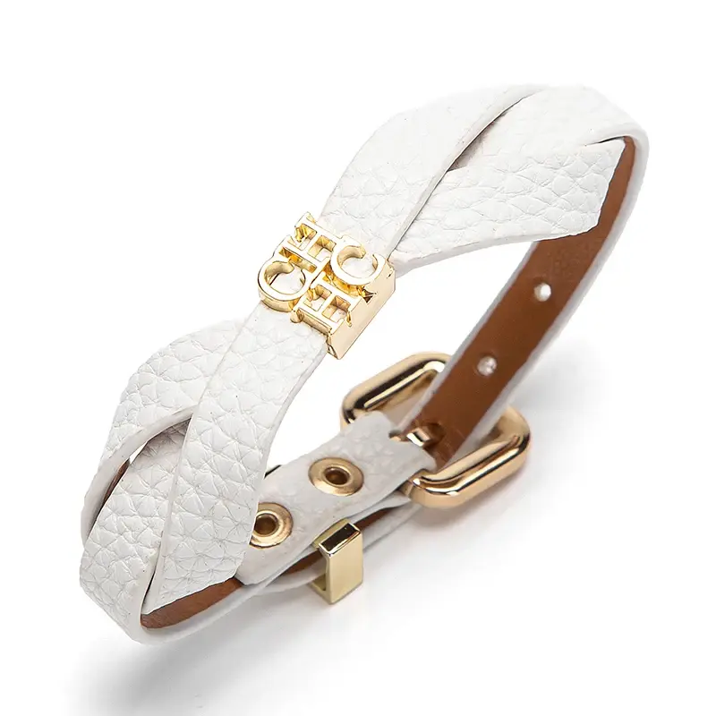 CH Retro Classic Leather Women's Bracelet 2025 New Solid Colour Letters Stainless Steel Business Hand Jewellery Niche Designs