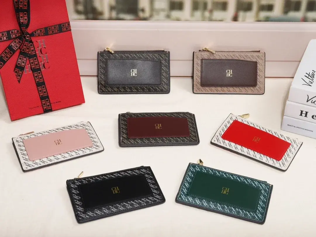 CH Women's Wallet Multi-Use Compact Fashion Money Clip Multiple Colors Elegant Convenient Boxes Simple Color Women's Card Bag
