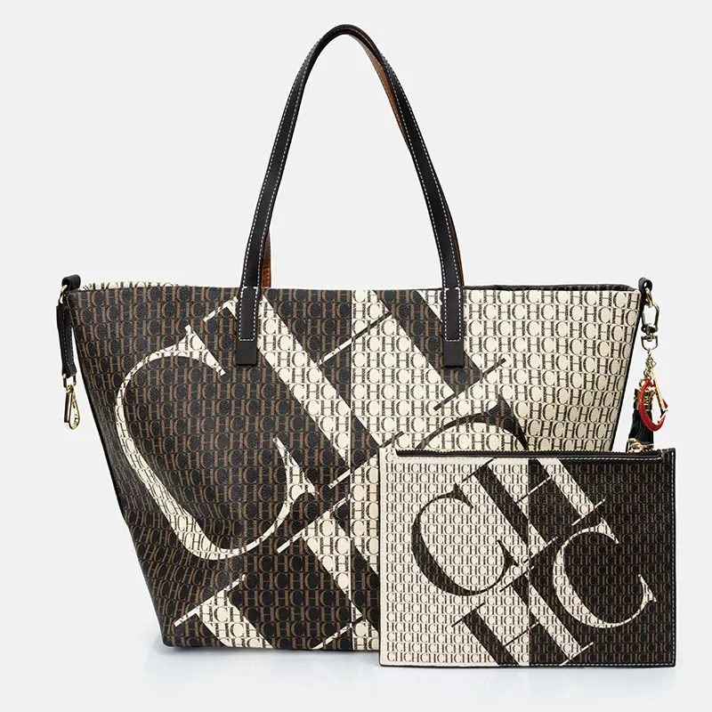 CH Women's Bucket Bag Cute Bear Printing Casual Versatile Premium Sense Retro Design Large Capacity Fashion Ladies Handbag