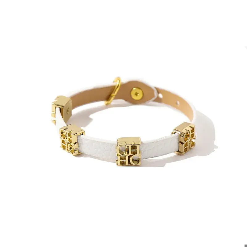 CH Women's Fashion Bracelet Metal Letter Decoration Ladies Vintage Simple Classic Hundred Stainless Steel Swirl Bracelet