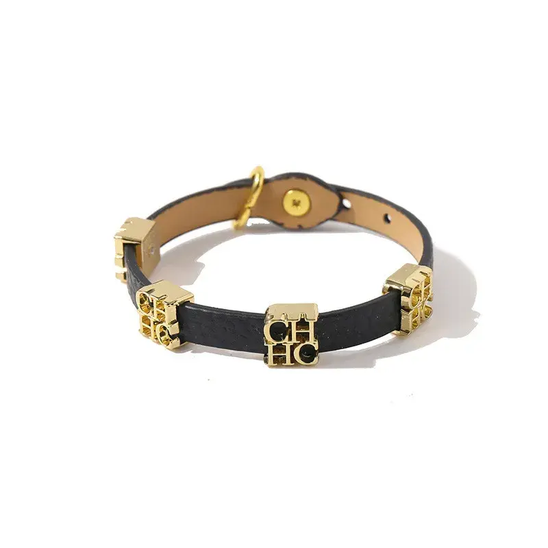 CH Women's Fashion Bracelet Metal Letter Decoration Ladies Vintage Simple Classic Hundred Stainless Steel Swirl Bracelet