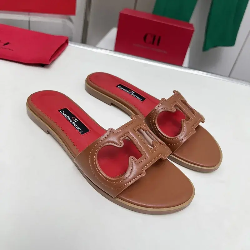 CH Simple Style Luxury Brand Design Women's Home Slippers Comfortable Wearable Women's Office Slippers Elegant Solid Color Flats