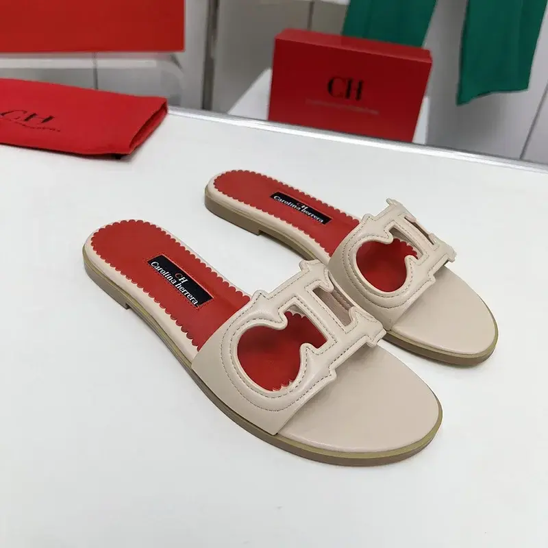 CH Simple Style Luxury Brand Design Women's Home Slippers Comfortable Wearable Women's Office Slippers Elegant Solid Color Flats