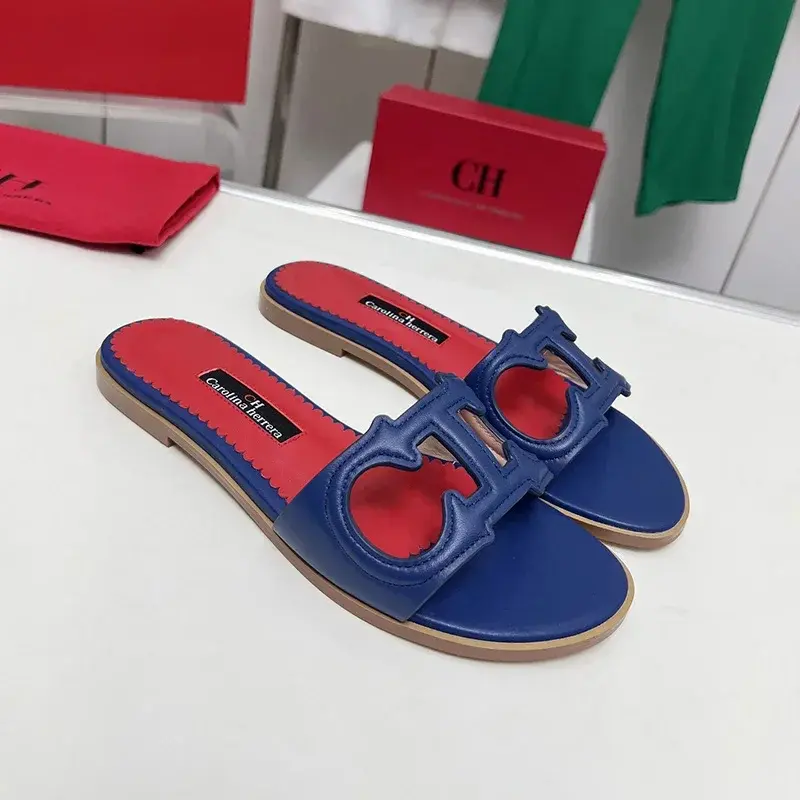 CH Simple Style Luxury Brand Design Women's Home Slippers Comfortable Wearable Women's Office Slippers Elegant Solid Color Flats