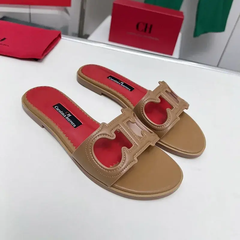 CH Simple Style Luxury Brand Design Women's Home Slippers Comfortable Wearable Women's Office Slippers Elegant Solid Color Flats